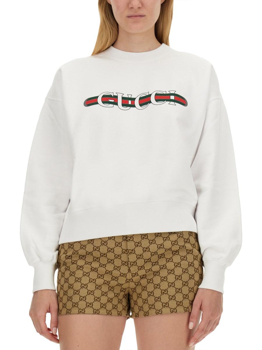 GUCCI FELPA IN JERSEY DI COTONE CON STAMPA LOGO