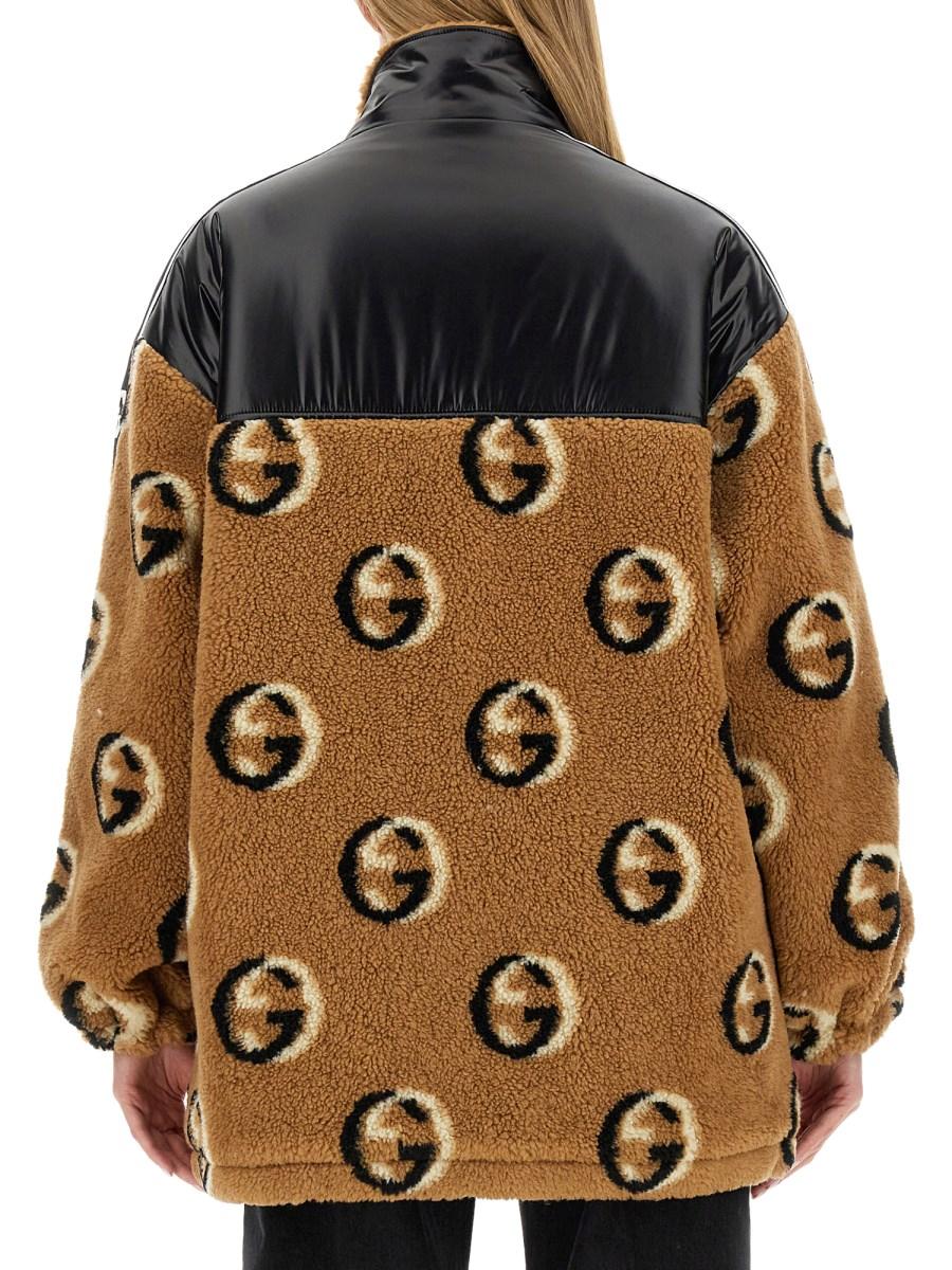 GUCCI GIACCA CON ZIP JACQUARD IN PILE DI LANA GG