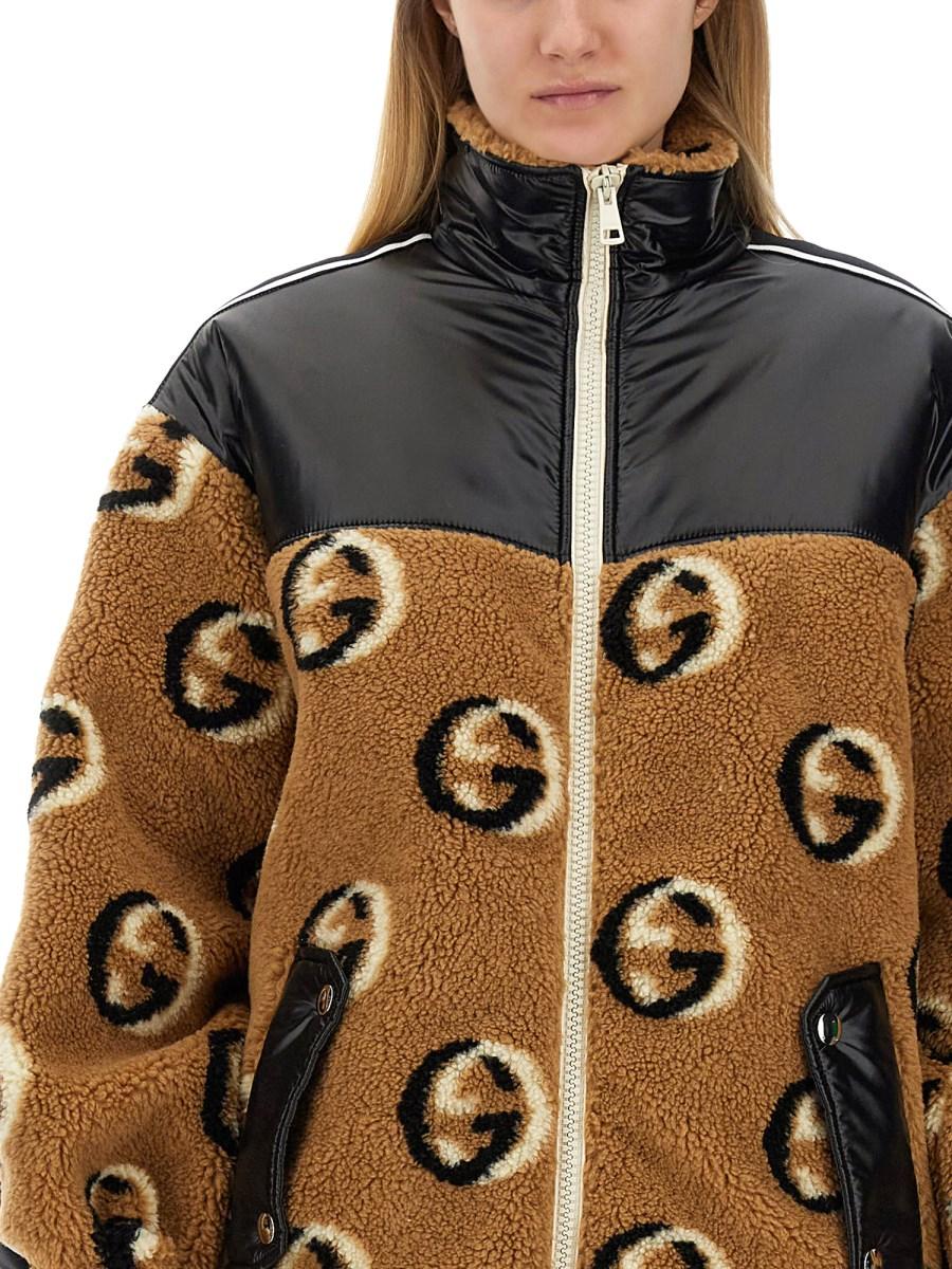 GUCCI GIACCA CON ZIP JACQUARD IN PILE DI LANA GG