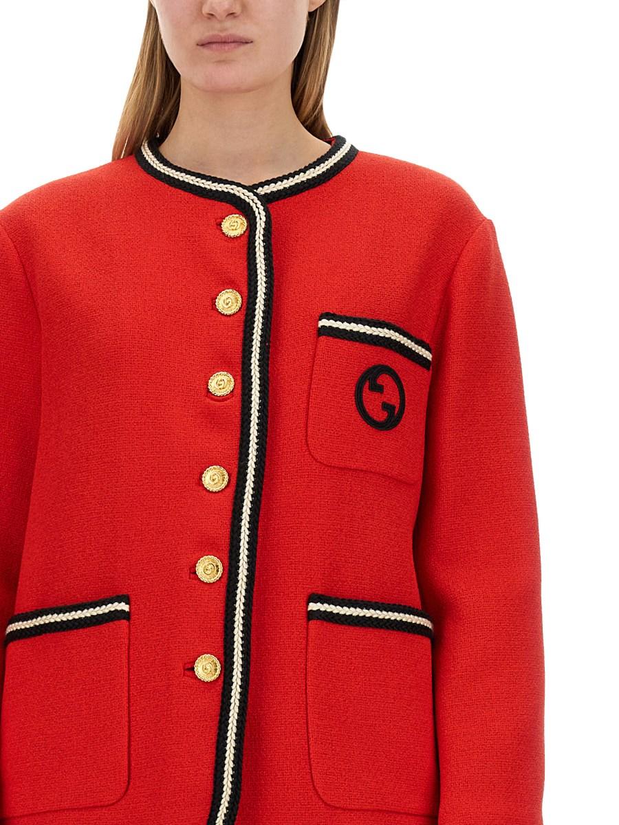 GUCCI GIACCA IN TWEED CON INCROCIO GG TONDO