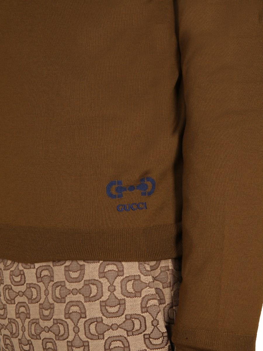 GUCCI MAGLIA GIROCOLLO IN LANA CON RICAMO LOGO