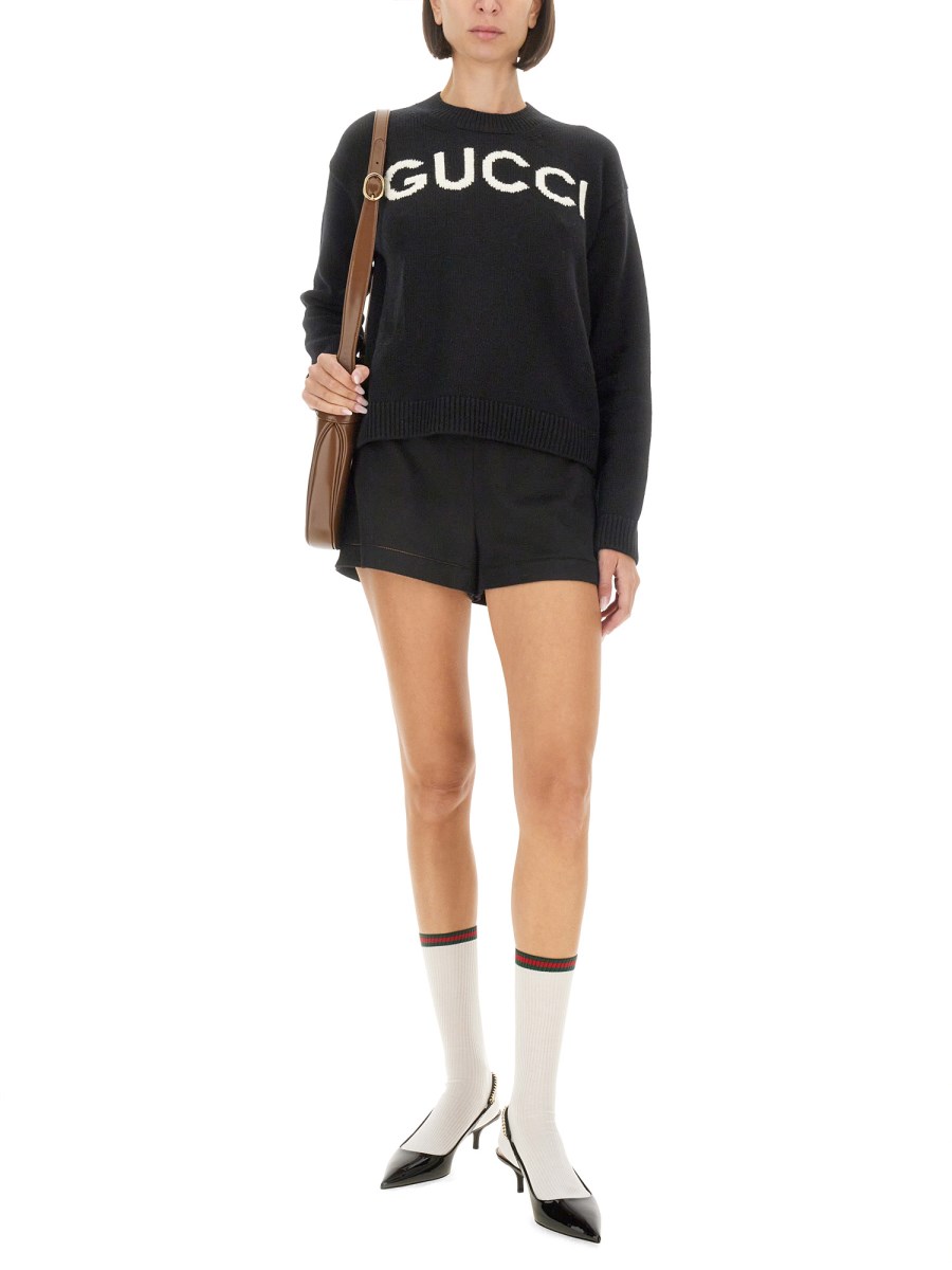 GUCCI MAGLIA IN LANA CON INTARSIO LOGO