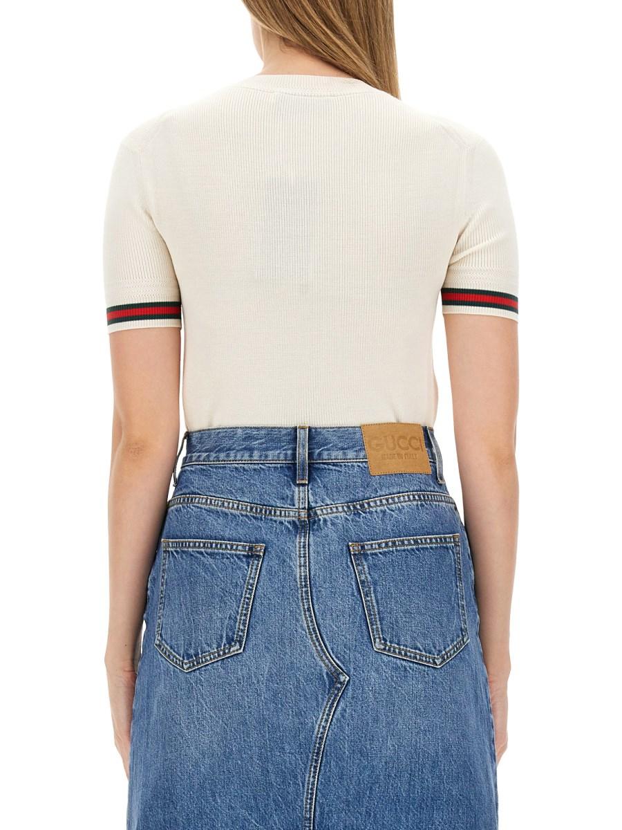 GUCCI MAGLIA IN LANA EXTRAFINE CON DETTAGLIO WEB
