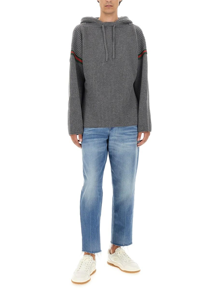 GUCCI MAGLIONE IN CASHMERE E LANA CON CAPPUCCIO