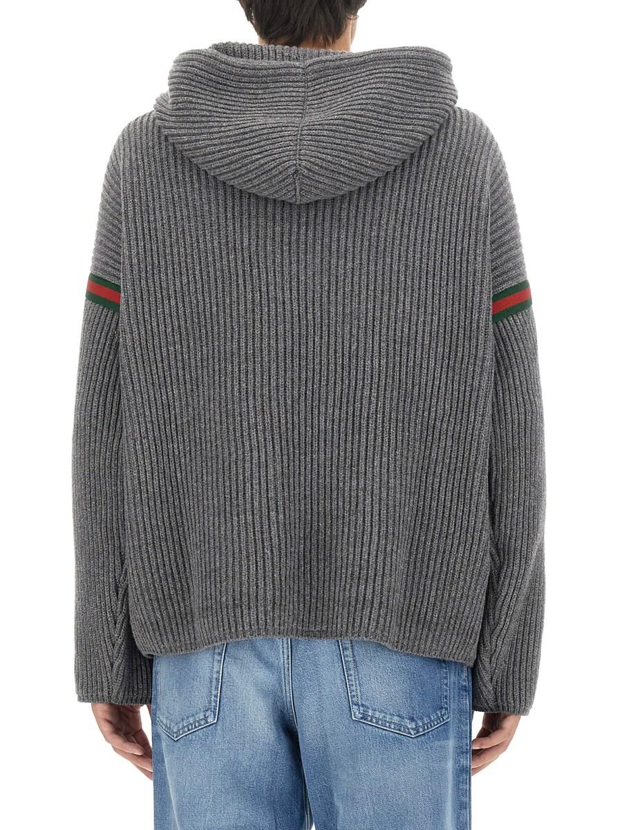 GUCCI MAGLIONE IN CASHMERE E LANA CON CAPPUCCIO