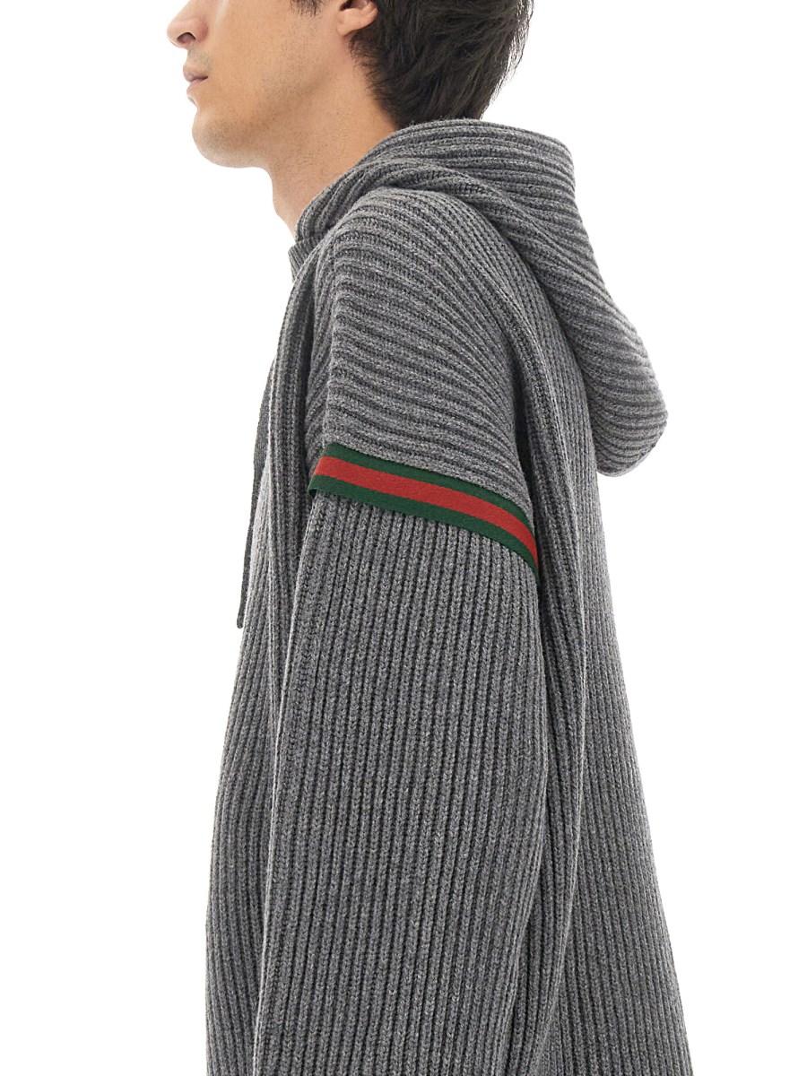 GUCCI MAGLIONE IN CASHMERE E LANA CON CAPPUCCIO