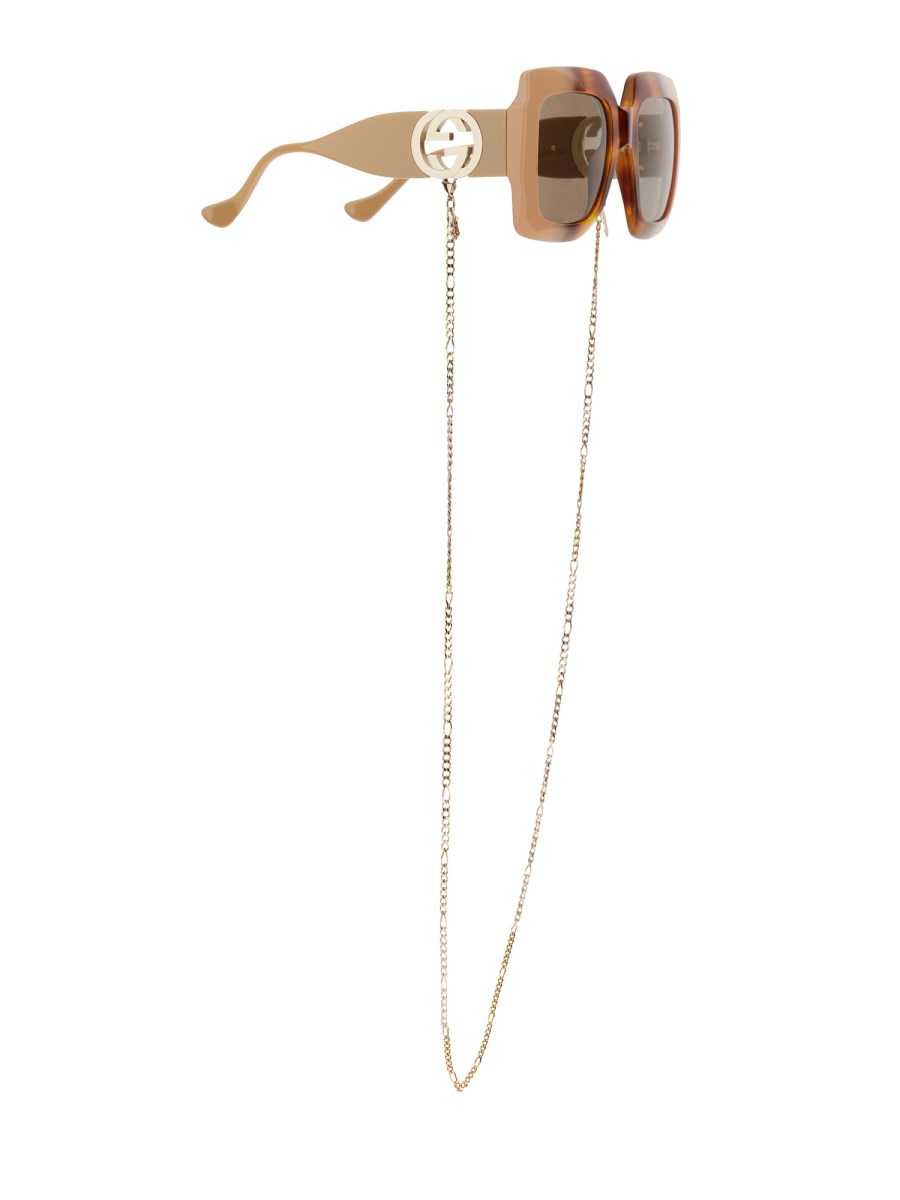 GUCCI OCCHIALE DA SOLE RECTANGULAR CON CATENA