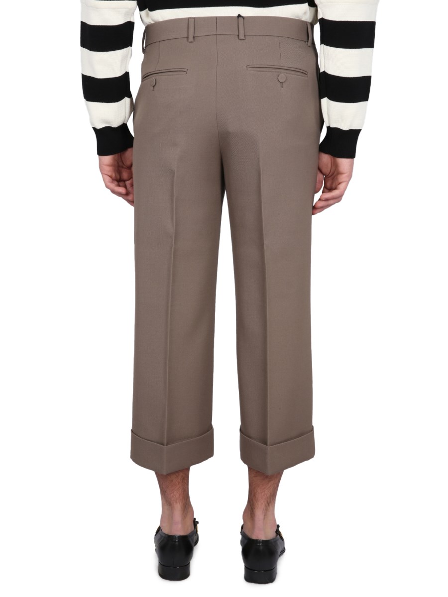 GUCCI PANTALONE CORTO IN GABARDINA TESTURIZZATA