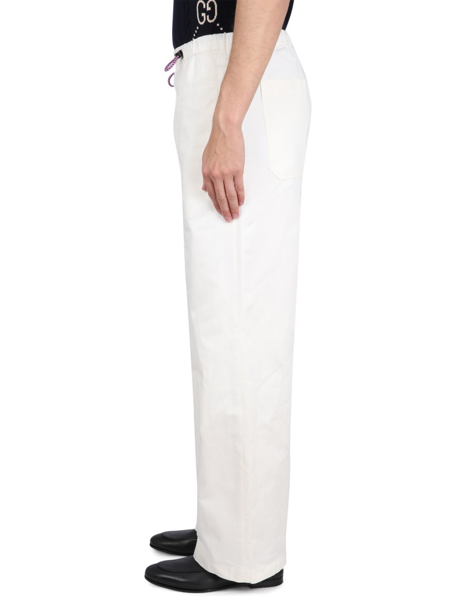 GUCCI PANTALONE IN DRILL DI COTONE CON RICAMO