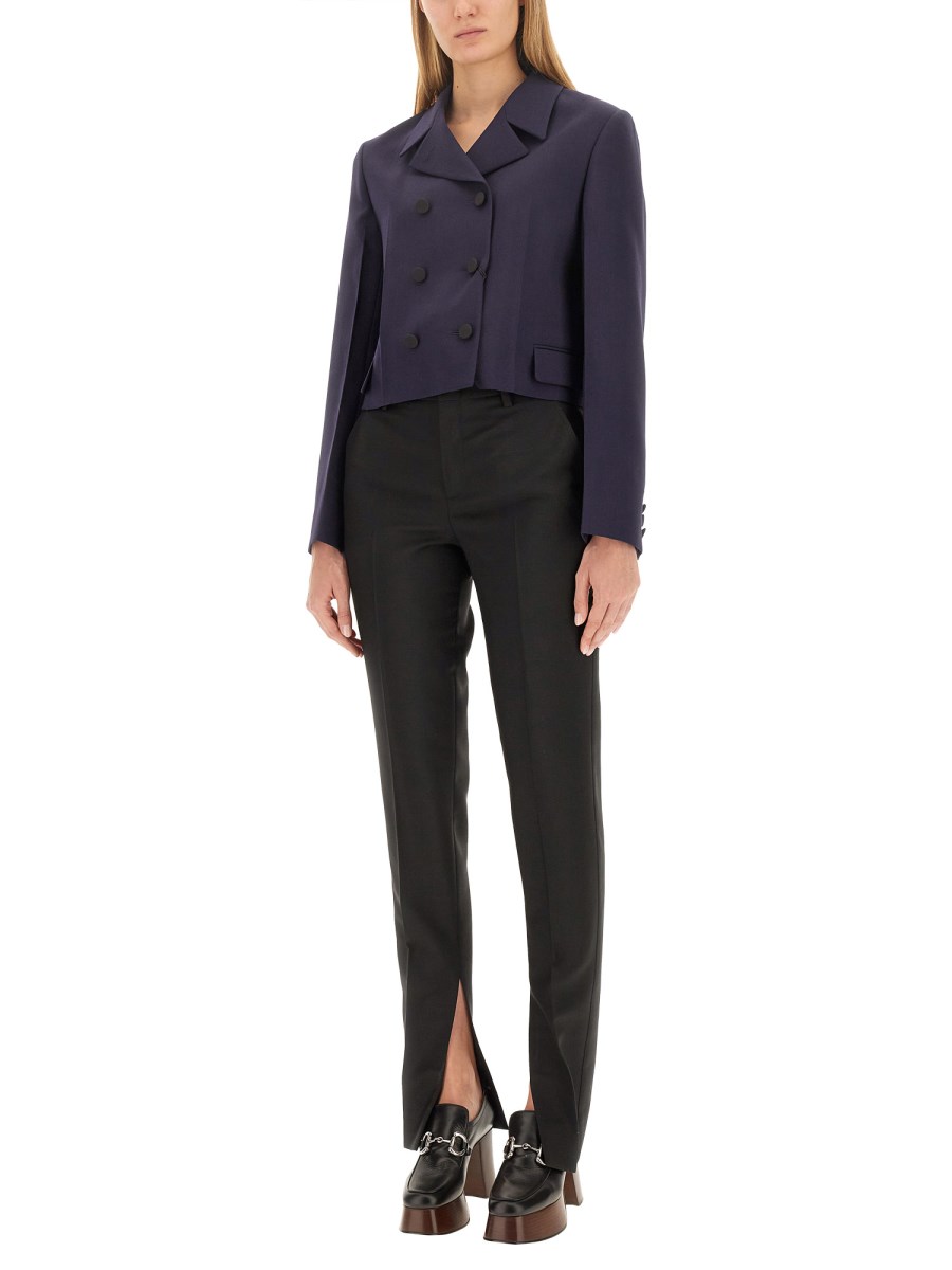 GUCCI PANTALONE IN LANA MOHAIR CON MORSETTO