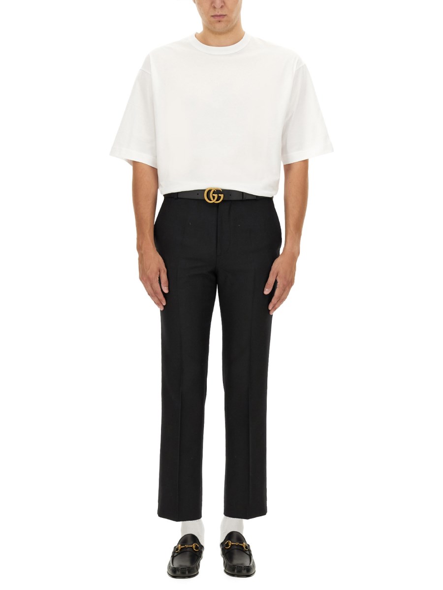 GUCCI PANTALONE IN TWILL MISTO LANA