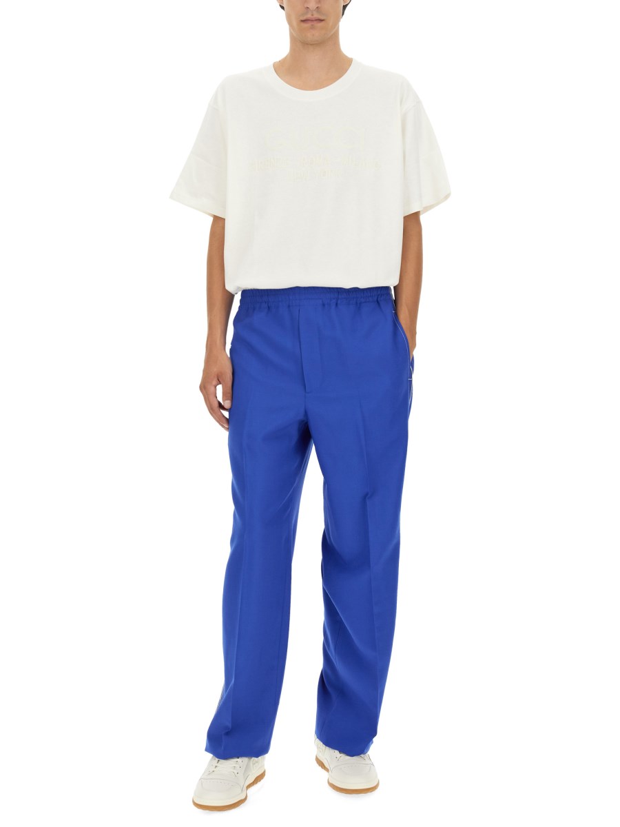 GUCCI PANTALONI IN LANA MOHAIR CON INCROCIO GG
