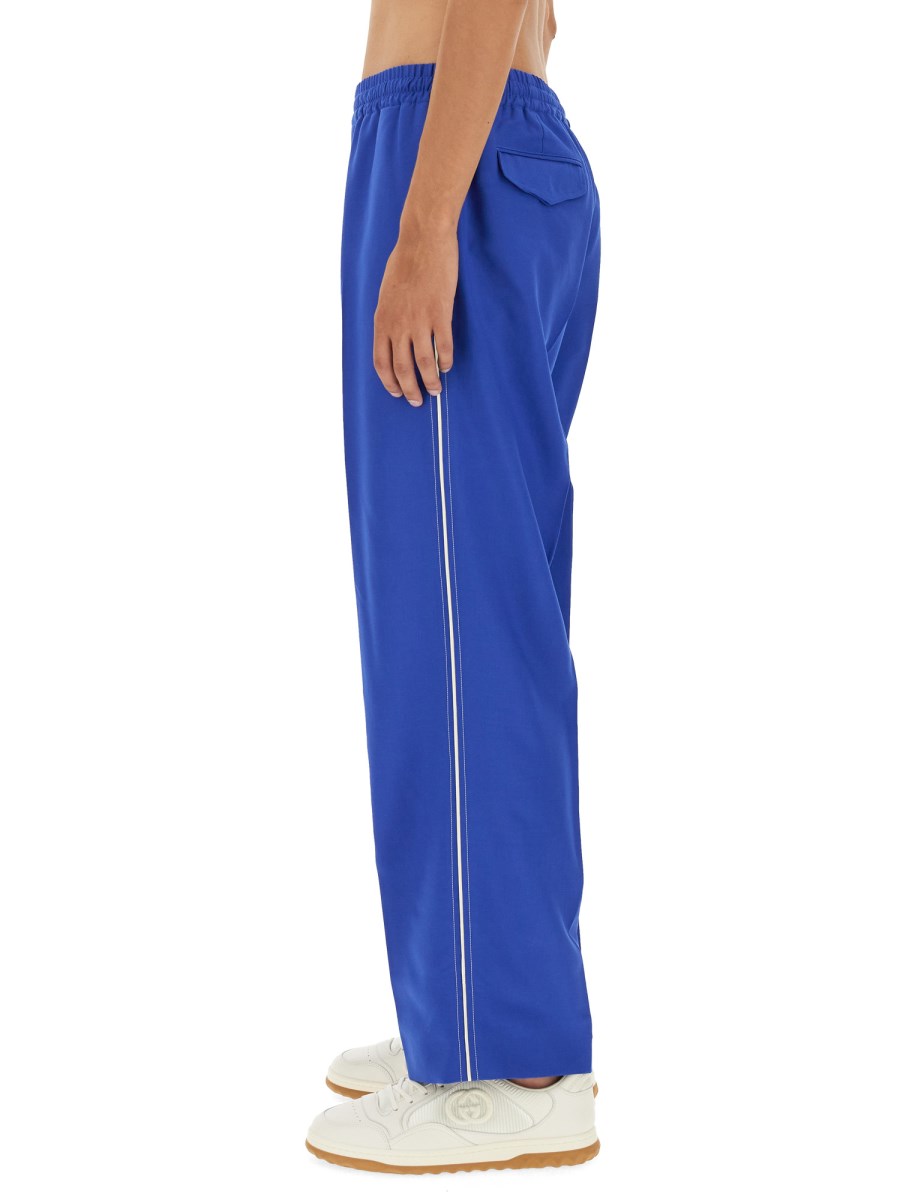 GUCCI PANTALONI IN LANA MOHAIR CON INCROCIO GG