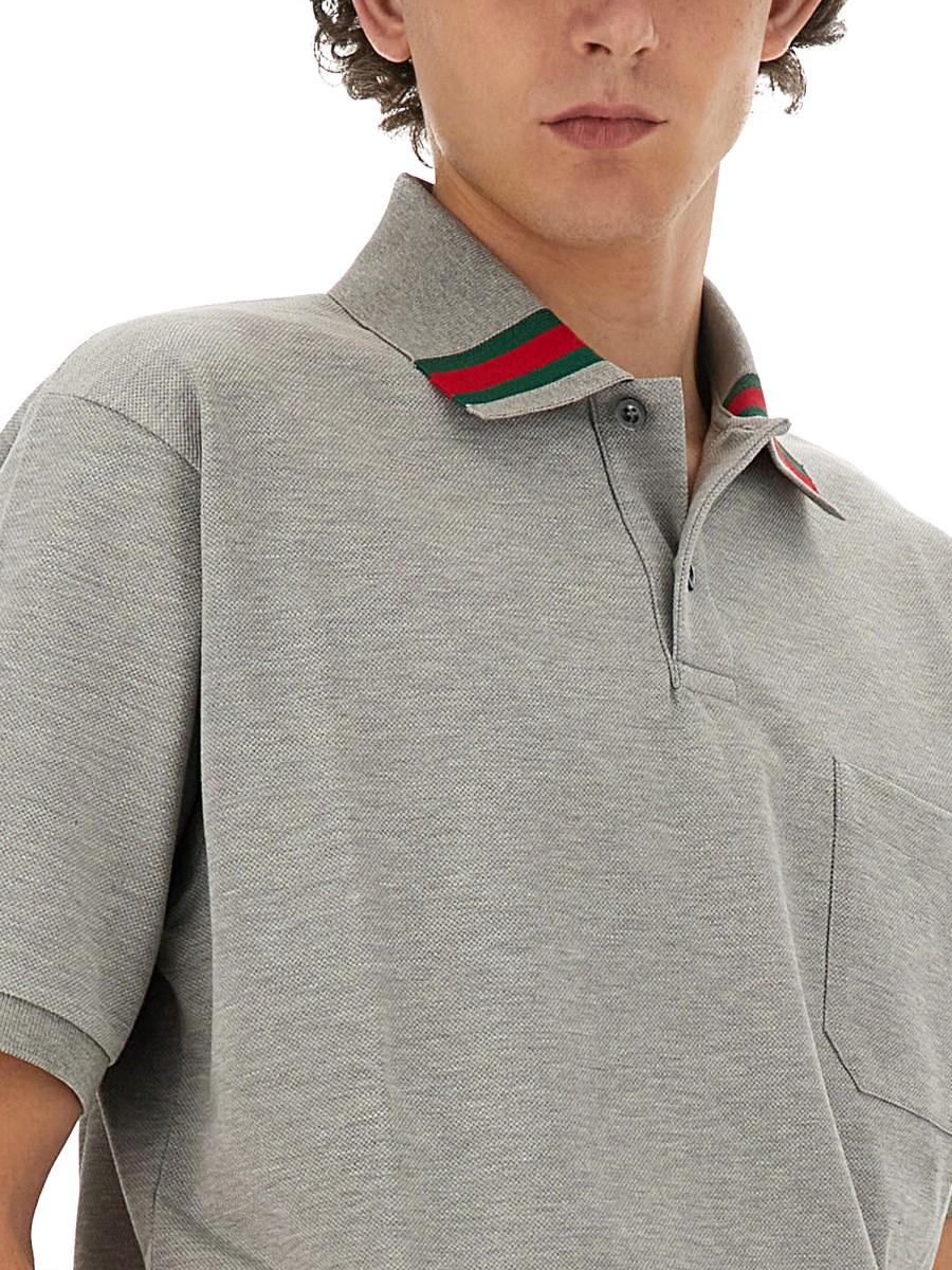 GUCCI POLO IN COTONE CON DETTAGLIO WEB