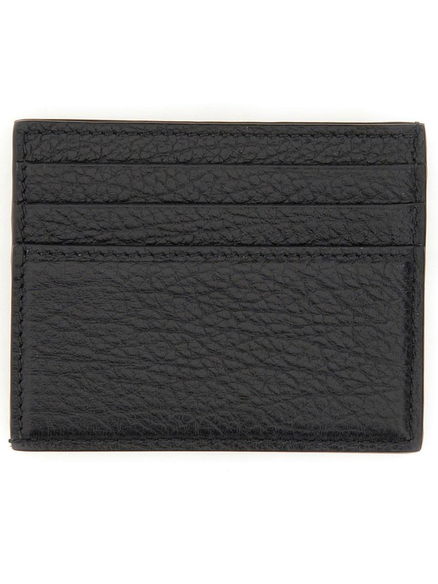 GUCCI PORTA CARTE IN PELLE MARTELLATA CON LOGO