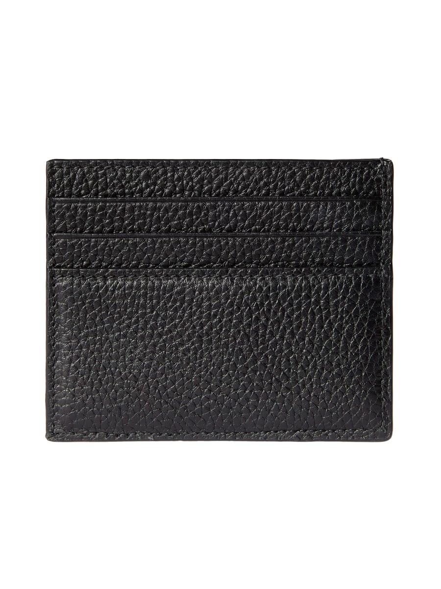 GUCCI PORTA CARTE IN PELLE MARTELLATA CON LOGO