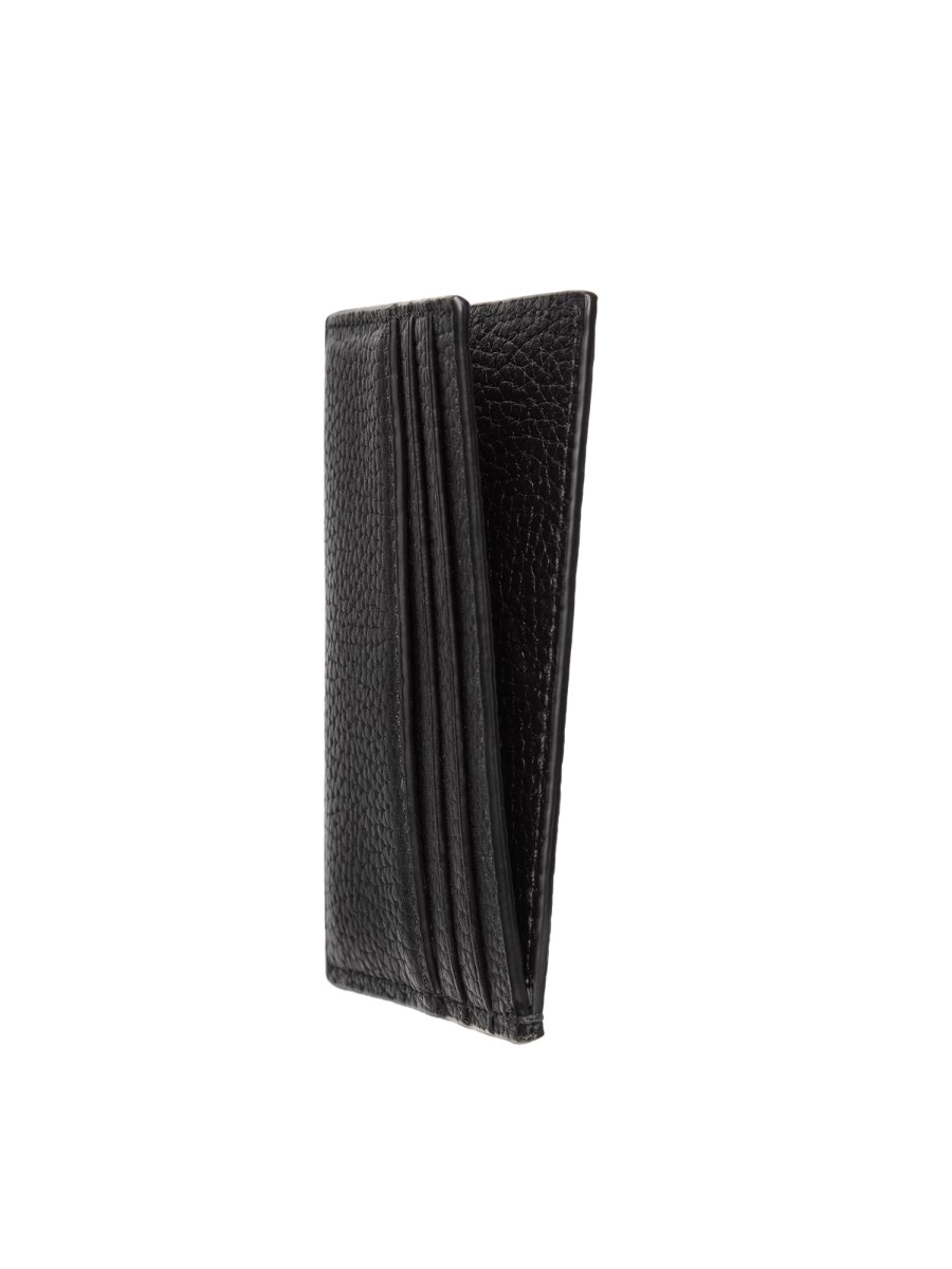 GUCCI PORTA CARTE IN PELLE MARTELLATA CON LOGO