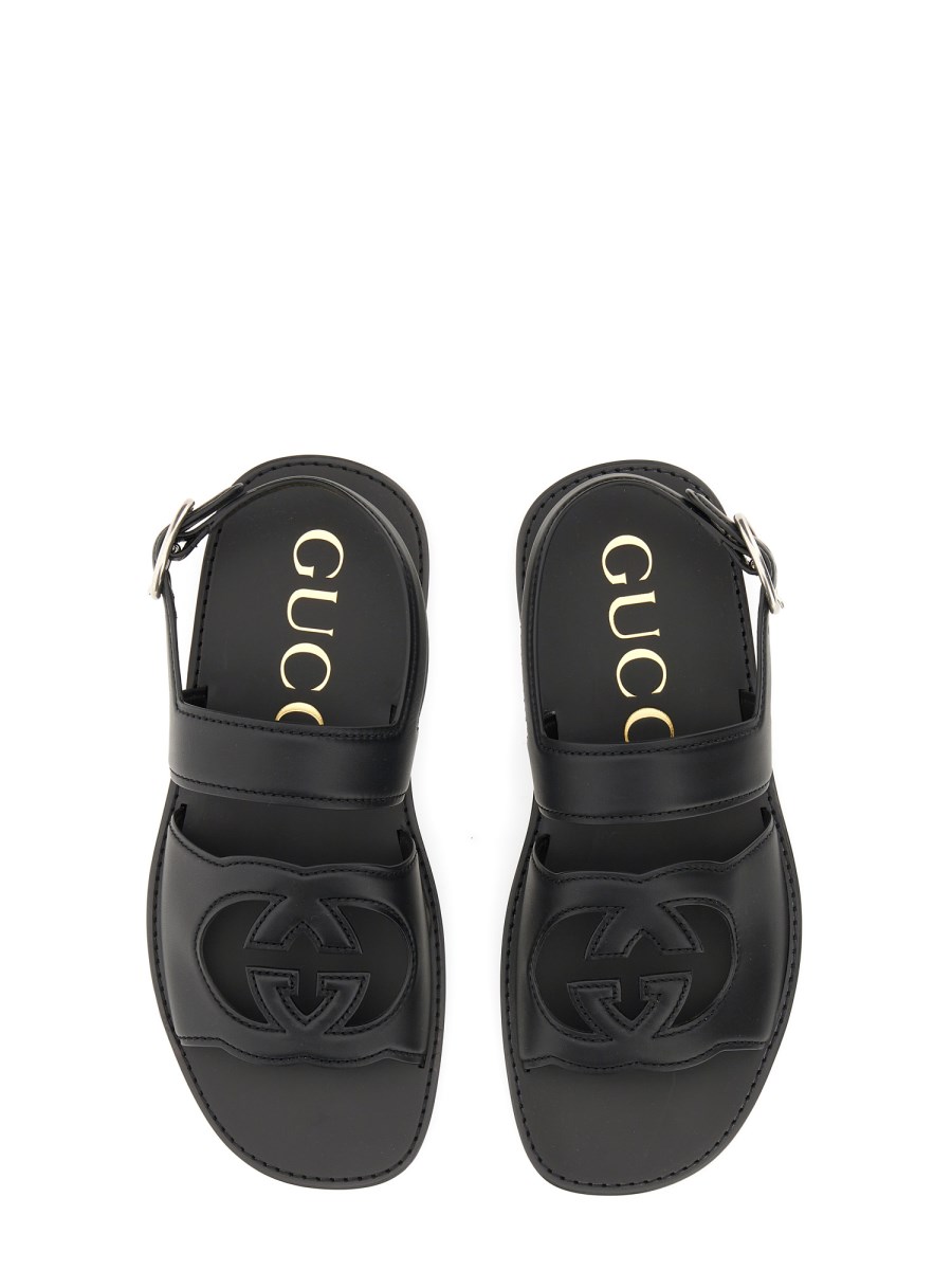 GUCCI SANDALO CON INCROCIO GG IN PELLE