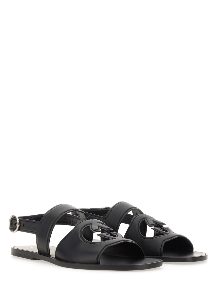 GUCCI SANDALO CON INCROCIO GG IN PELLE
