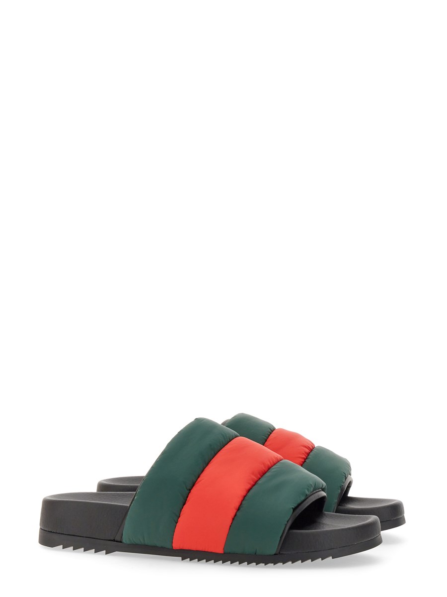 GUCCI SANDALO SLIDER IMBOTTITO CON NASTRO WEB