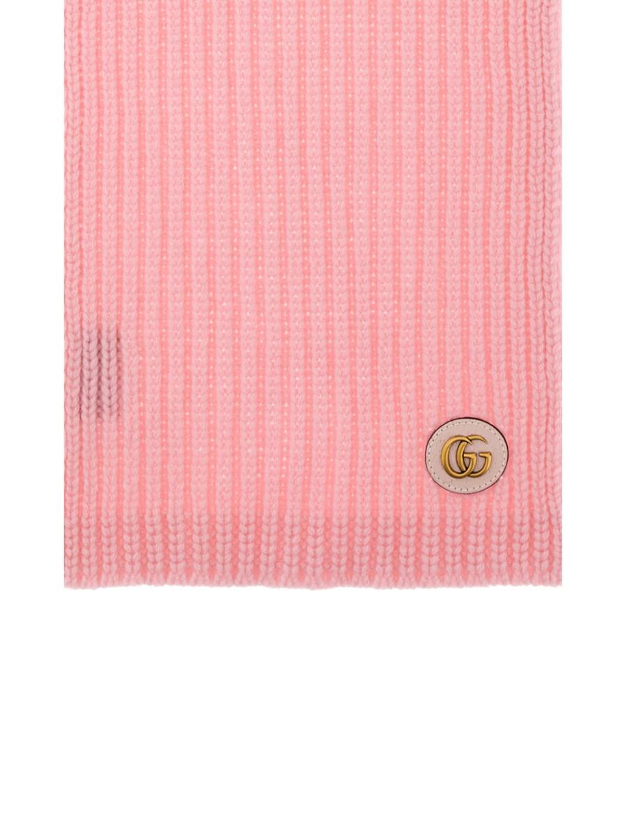 GUCCI SCIARPA IN LANA LAVORATA A MAGLIA CON PATCH
