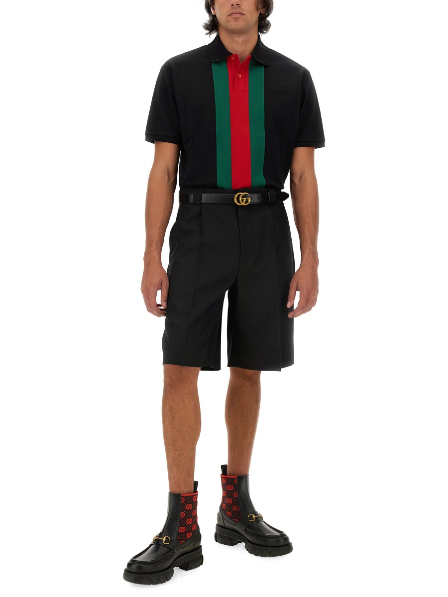 GUCCI SHORTS IN TWILL MISTO LANA CON DETTAGLIO WEB