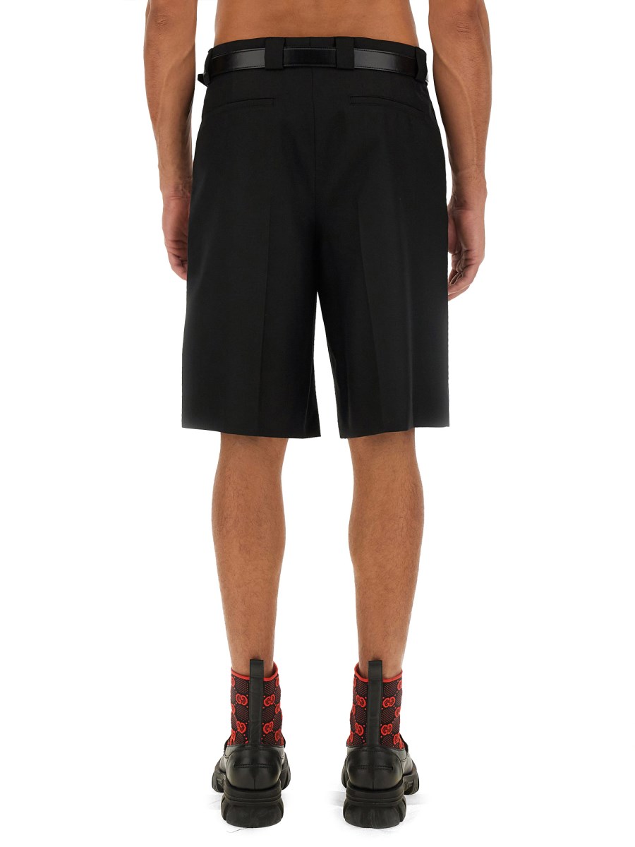 GUCCI SHORTS IN TWILL MISTO LANA CON DETTAGLIO WEB
