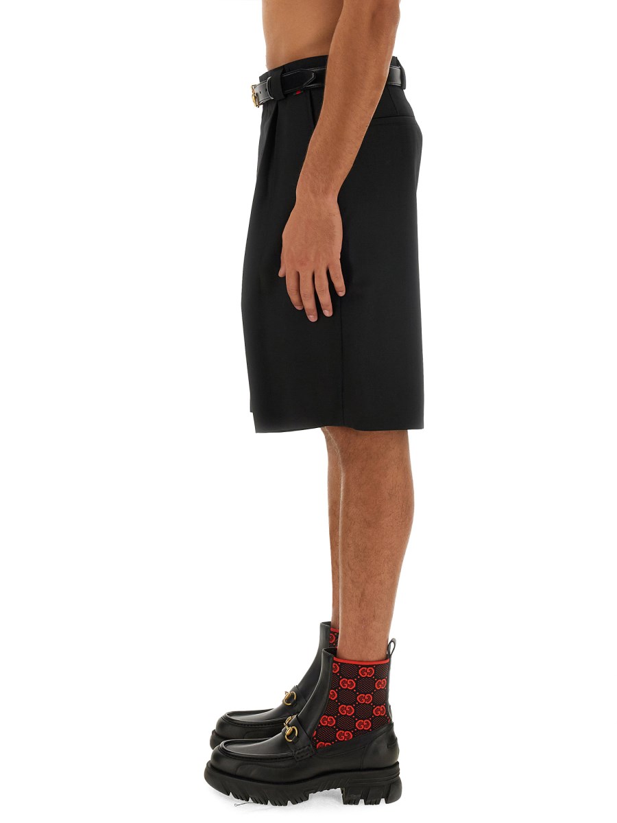 GUCCI SHORTS IN TWILL MISTO LANA CON DETTAGLIO WEB