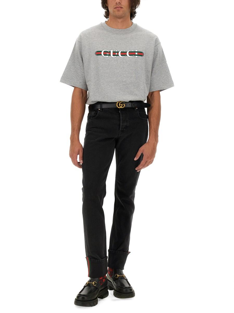 GUCCI T-SHIRT IN JERSEY DI COTONE CON STAMPA LOGO