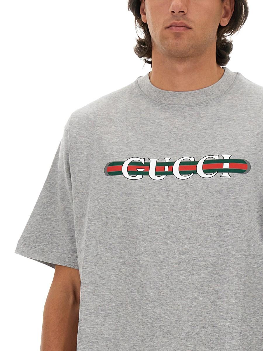 GUCCI T-SHIRT IN JERSEY DI COTONE CON STAMPA LOGO
