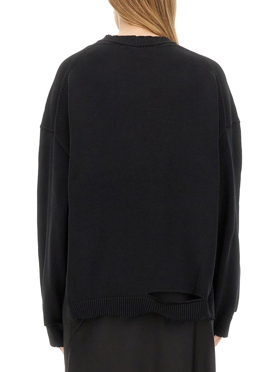 HELMUT LANG MAGLIONE DISTRESSED IN COTONE
