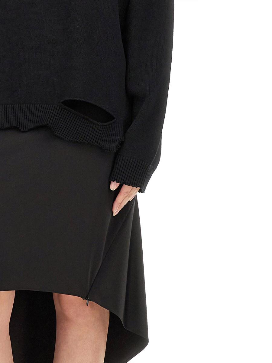 HELMUT LANG MAGLIONE DISTRESSED IN COTONE