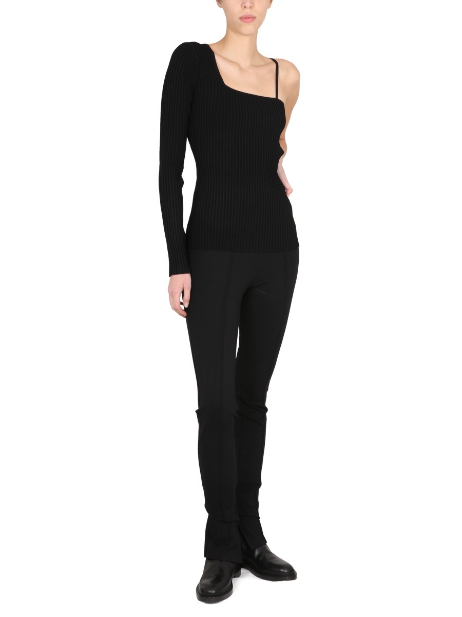 HELMUT LANG TOP MONOSPALLA IN MAGLIA DI VISCOSA