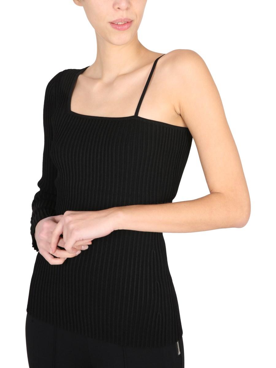 HELMUT LANG TOP MONOSPALLA IN MAGLIA DI VISCOSA