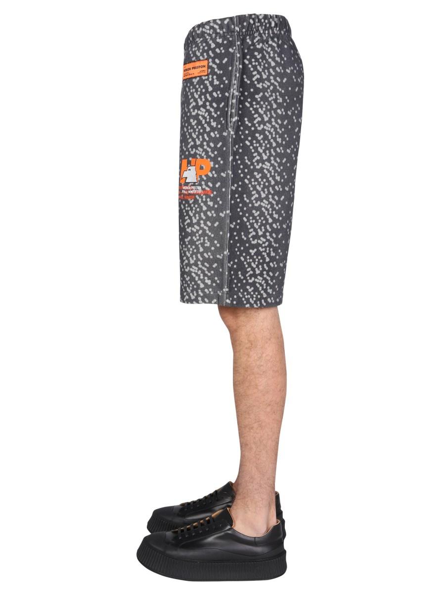 HERON PRESTON BERMUDA IN COTONE CON LOGO GOMMATO