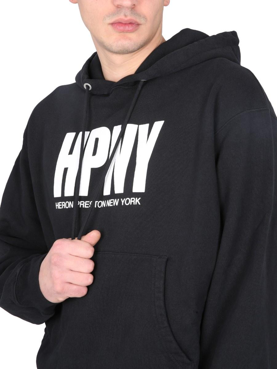 HERON PRESTON FELPA IN COTONE CON STAMPA LOGO