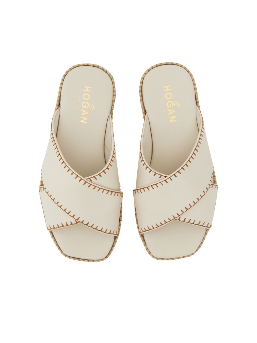 HOGAN SANDALO H660 IN PELLE CON FASCE INCROCIATE