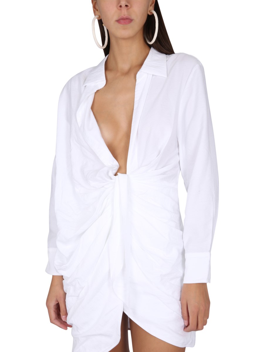 JACQUEMUS ABITO "BAHIA" IN COTONE CON DRAPPEGGIO
