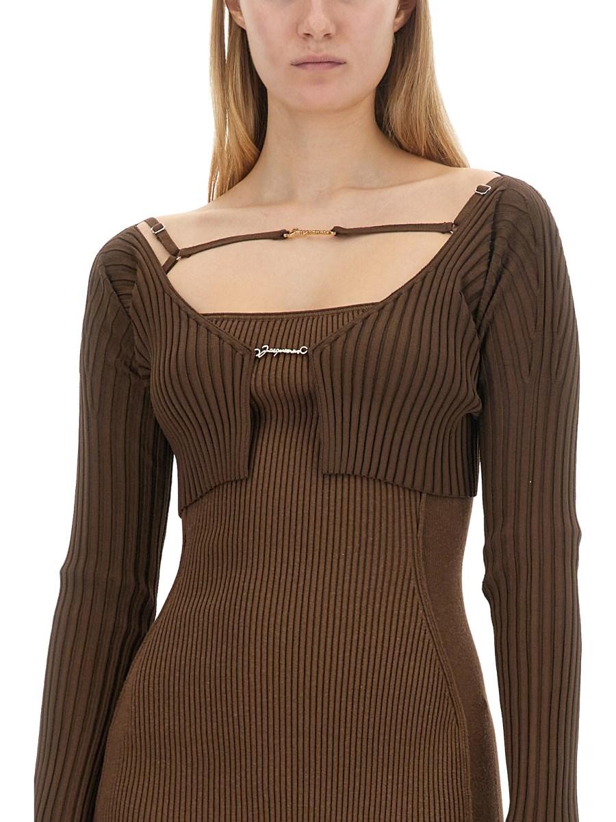 JACQUEMUS CARDIGAN CON MICRO LOGO IN VISCOSA