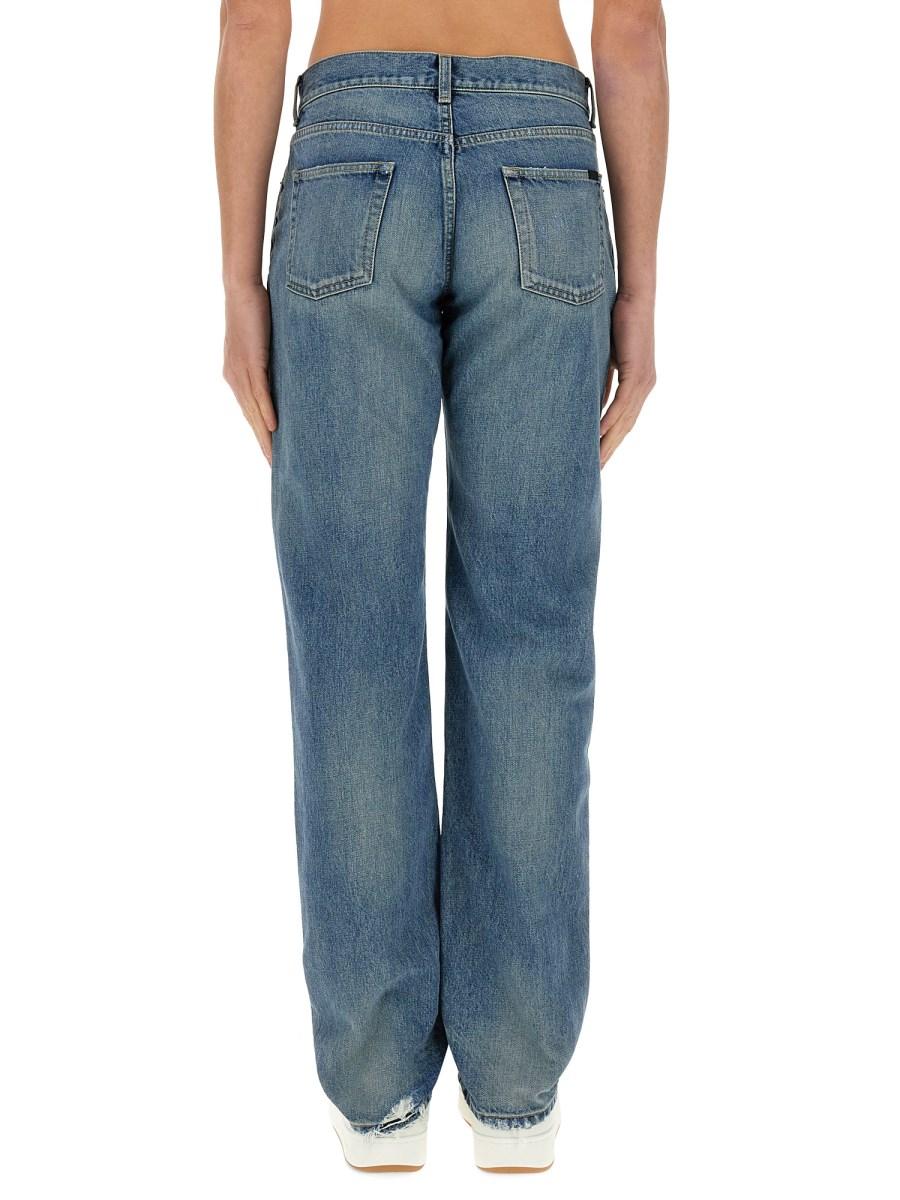 SAINT LAURENT JEANS A GAMBA DRITTA IN DENIM DI COTONE