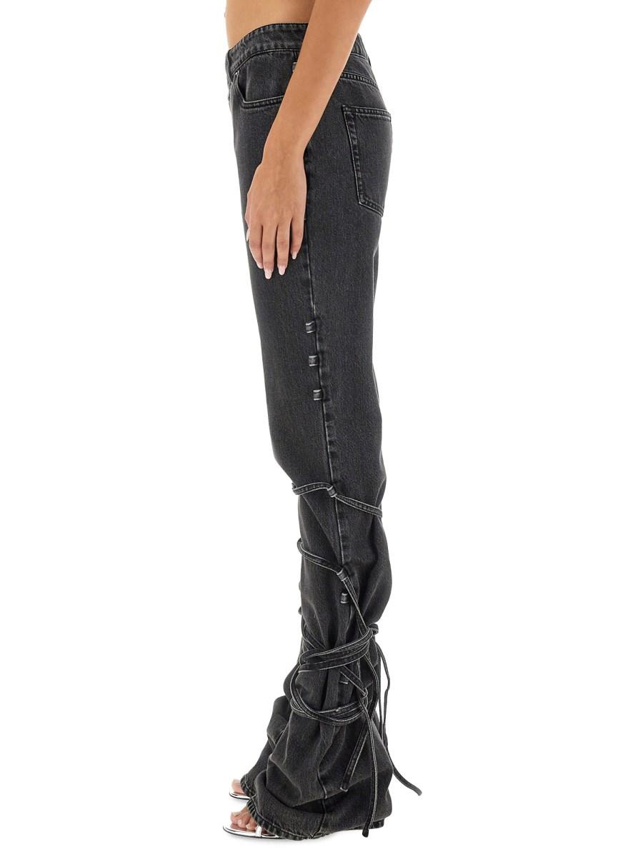 ALEXANDER McQUEEN JEANS CON DETTAGLIO ANNODATO IN DENIM DI COTONE