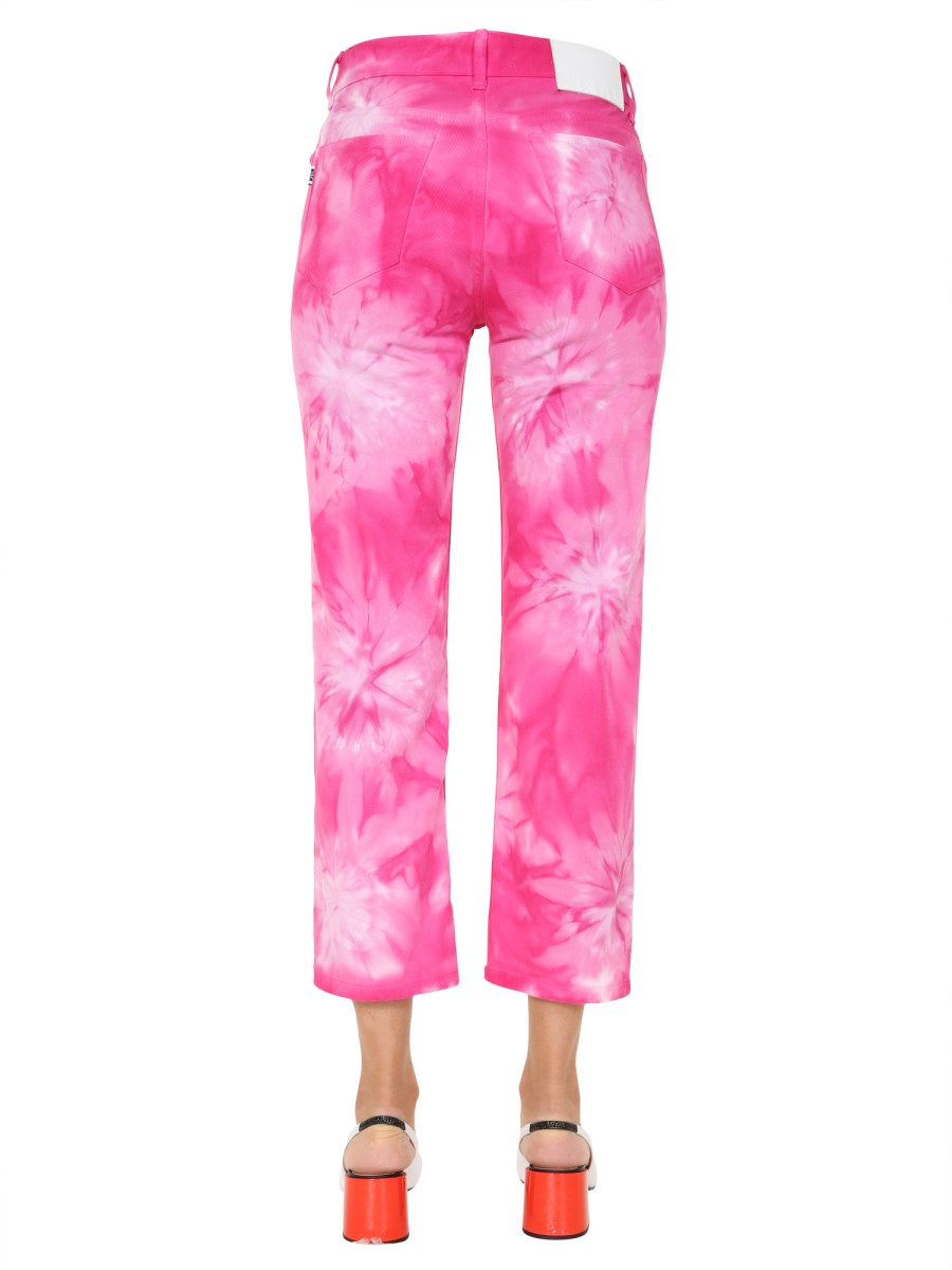 MSGM JEANS CROPPED IN DENIM DI COTONE CON STAMPA TIE-DYE