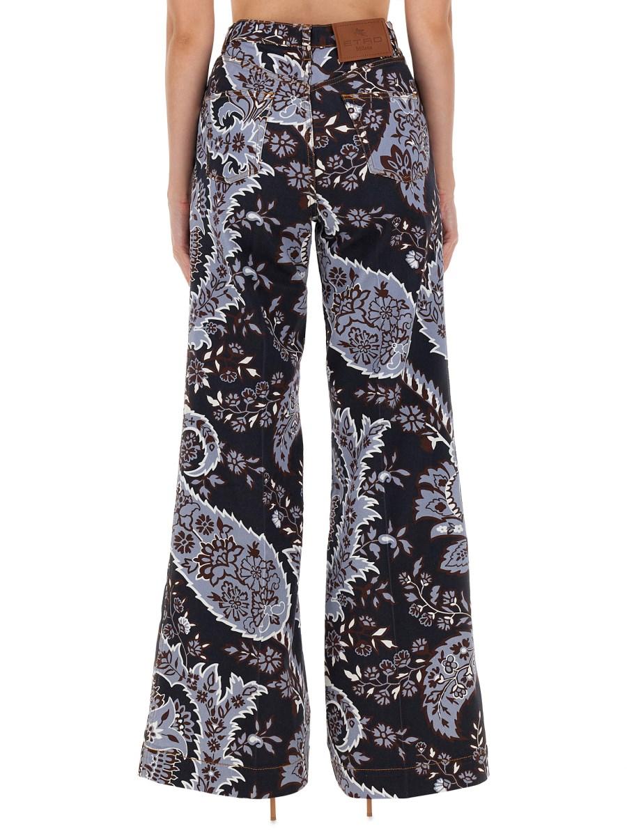 ETRO JEANS FLARE CON STAMPA PAISLEY IN DENIM DI COTONE