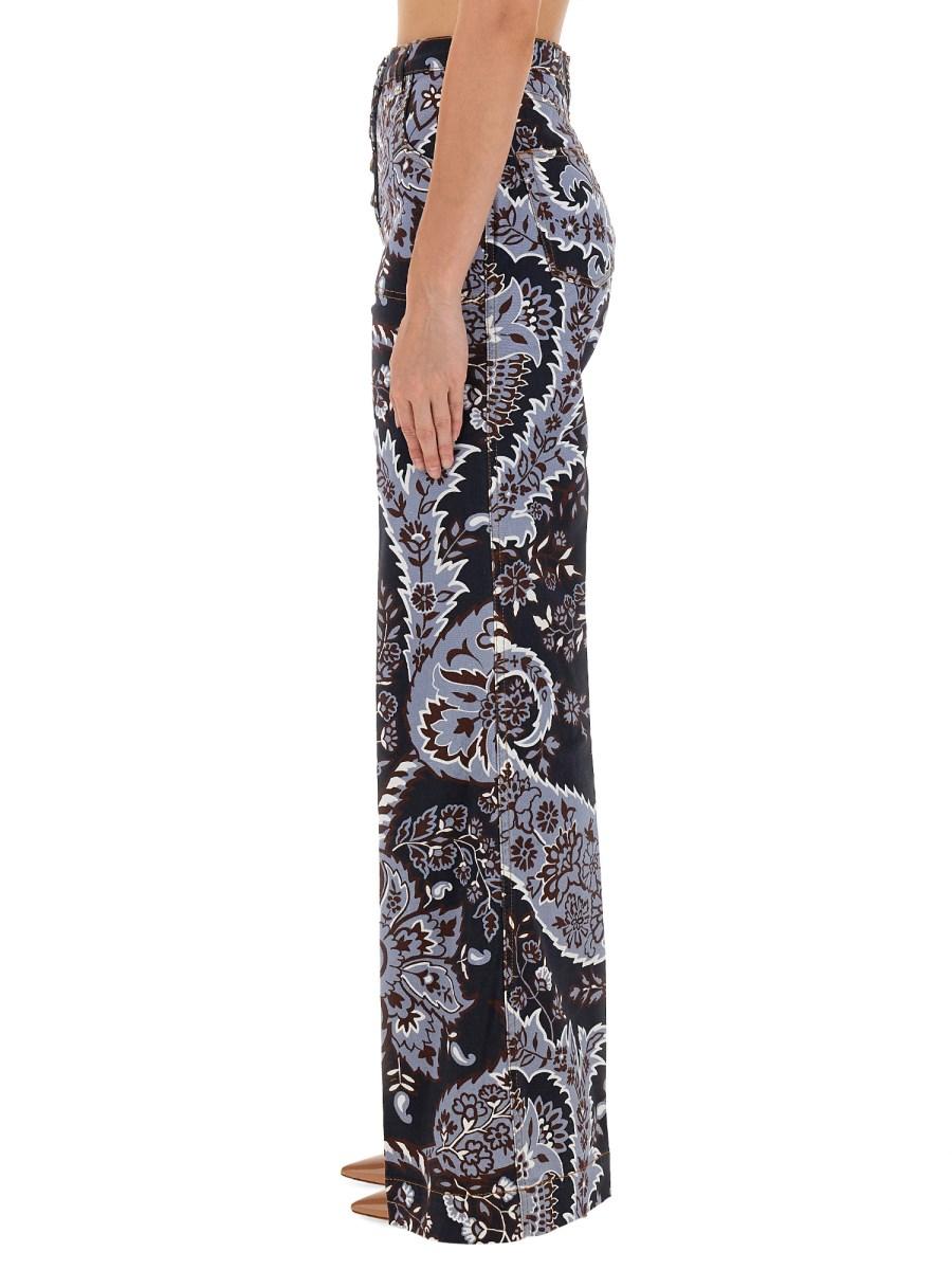 ETRO JEANS FLARE CON STAMPA PAISLEY IN DENIM DI COTONE