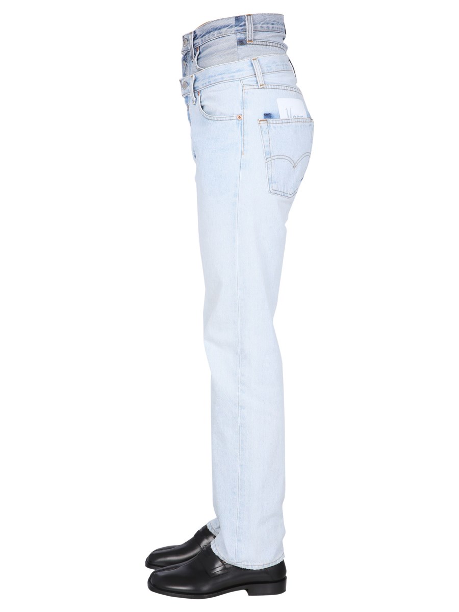 1/OFF JEANS IN DENIM DI COTONE REMADE LEVIS 501 A DOPPIA VITA