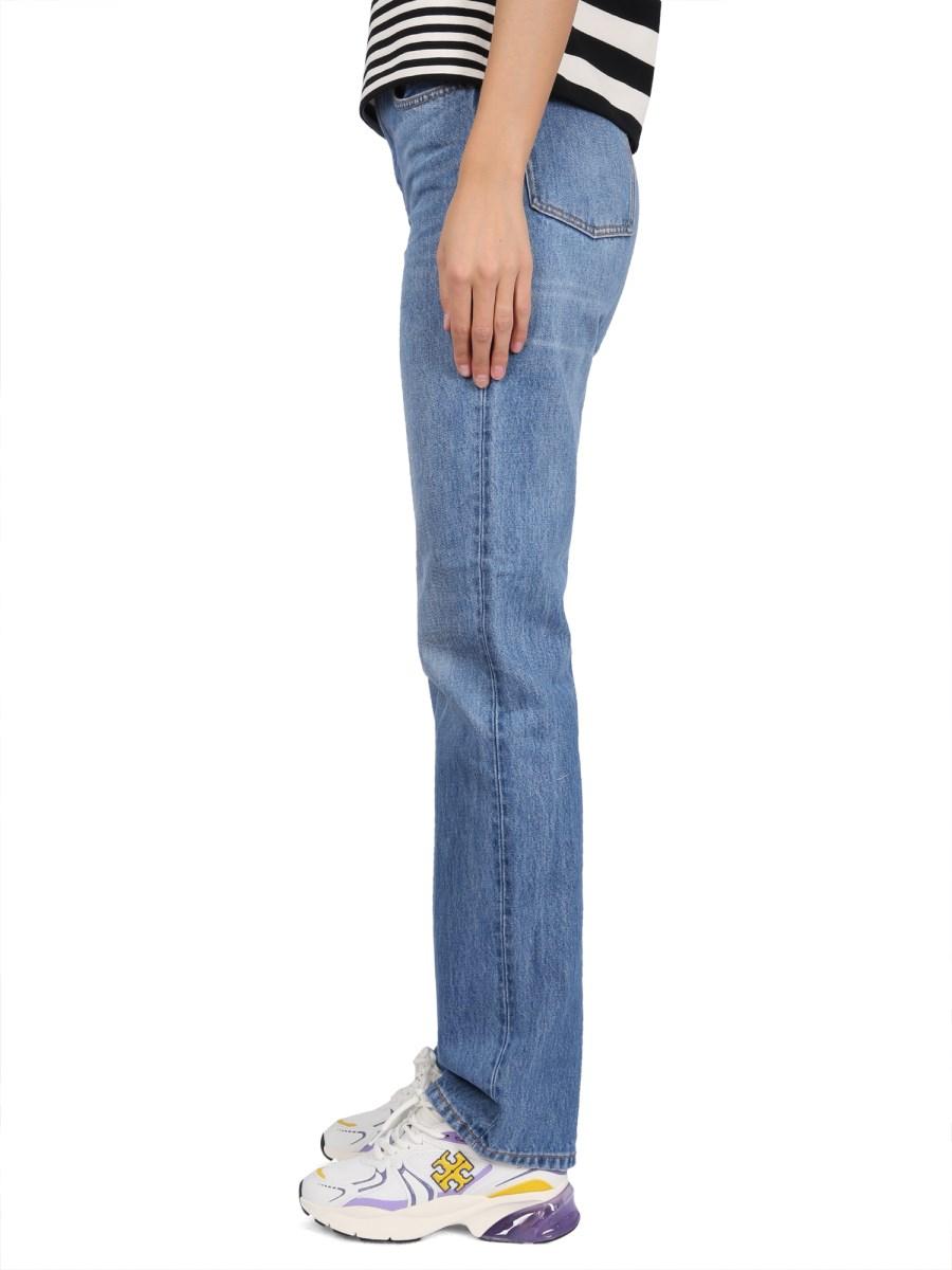TORY BURCH JEANS SLIM A VITA MEDIA CON GAMBA DRITTA IN DENIM DI COTONE