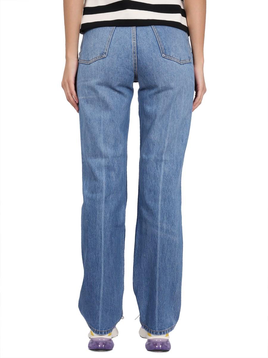 TORY BURCH JEANS SLIM A VITA MEDIA CON GAMBA DRITTA IN DENIM DI COTONE