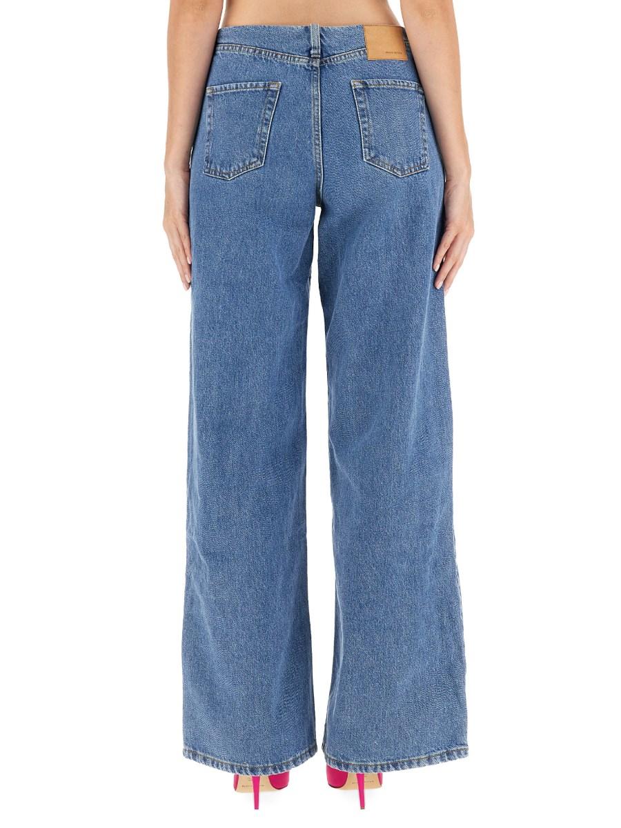 MAGDA BUTRYM JEANS ULTRA LOW WAIST WIDE LEG IN DENIM DI COTONE
