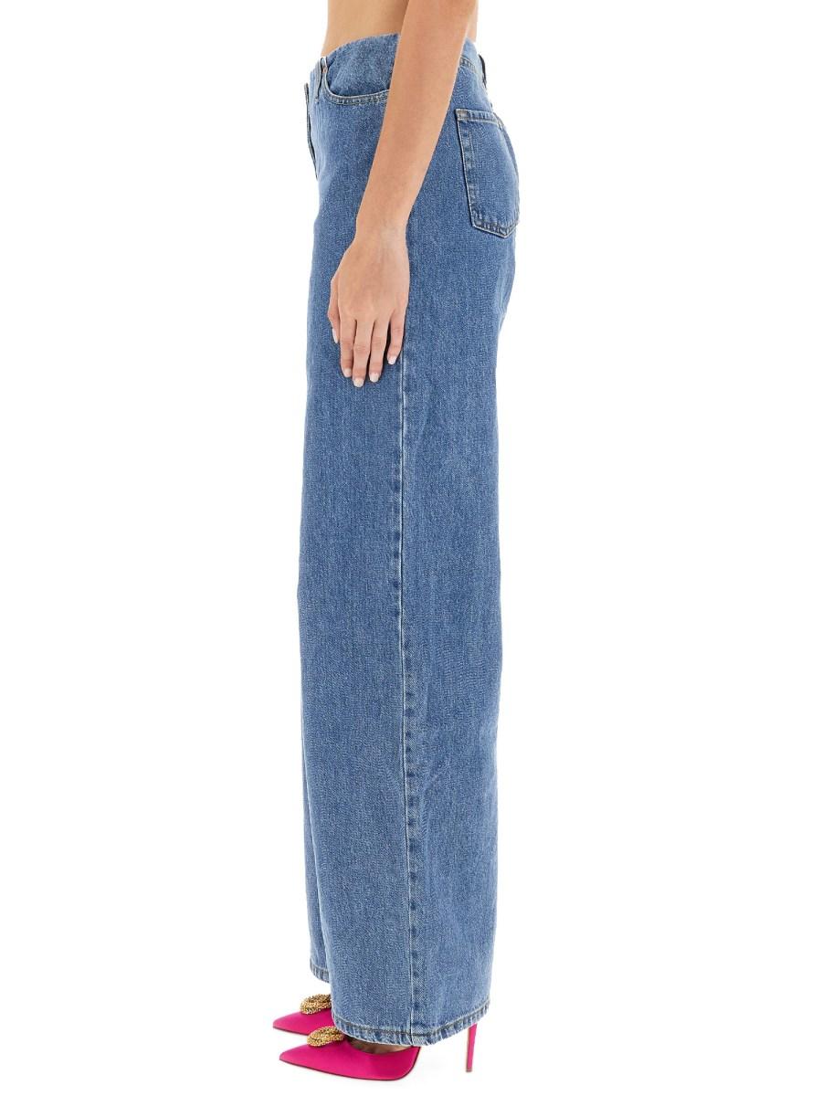 MAGDA BUTRYM JEANS ULTRA LOW WAIST WIDE LEG IN DENIM DI COTONE