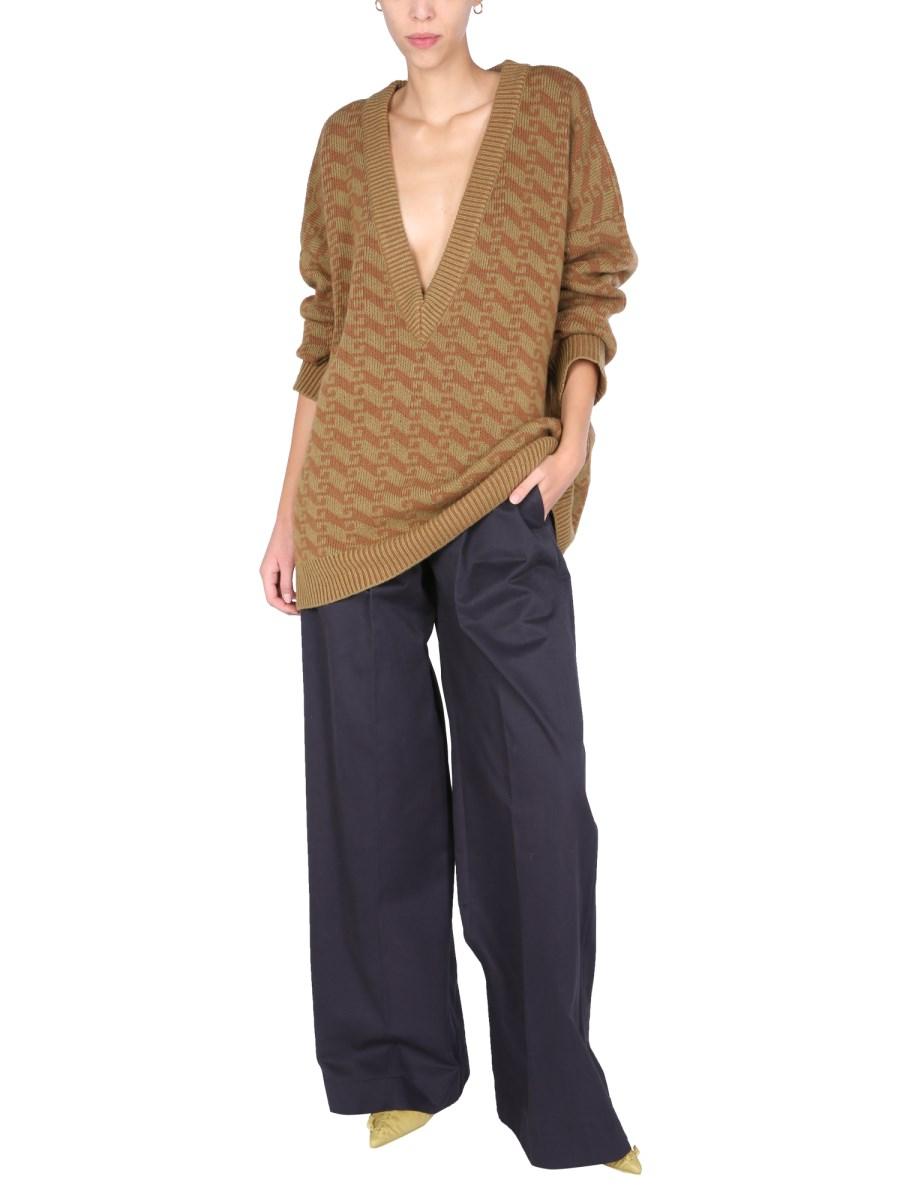JEJIA MAGLIA JACQUARD IN MISTO LANA CON SCOLLO A V